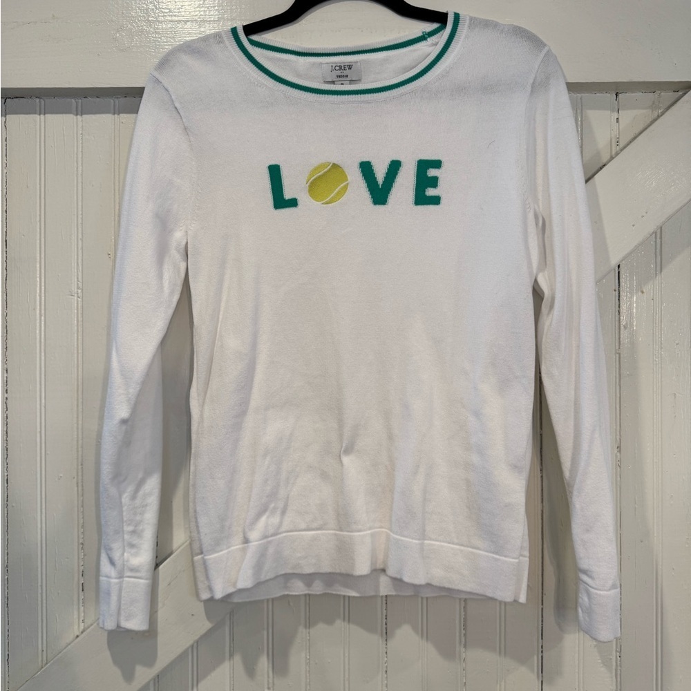 J.Crew LOVE Tennis Sweater Small White Cotton Re-Imagined - Picture 9 of 9